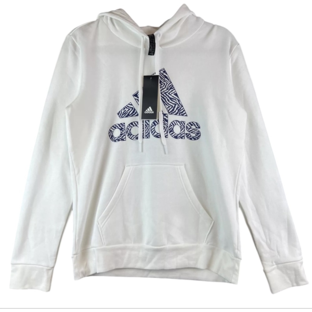 adidas Badge Of Sports Zebra Logo Print Hooded Pullover er Sweatshirt